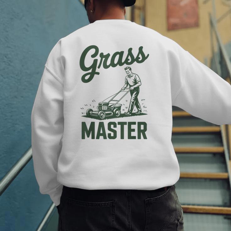 Push Lawn Mower Legend Grass Master Dad Mowing Men's Sweatshirt Back Print