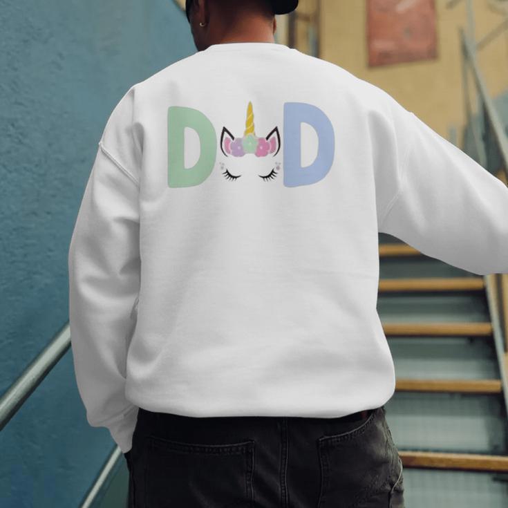 Unicorn Dad First Birthday Girl Family Matching Mama Party Men's Sweatshirt Back Print
