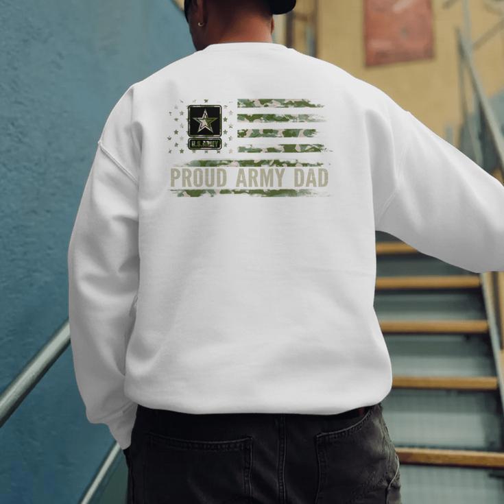 Vintage Proud Army Dad Camo American Flag Veteran Men's Sweatshirt Back Print
