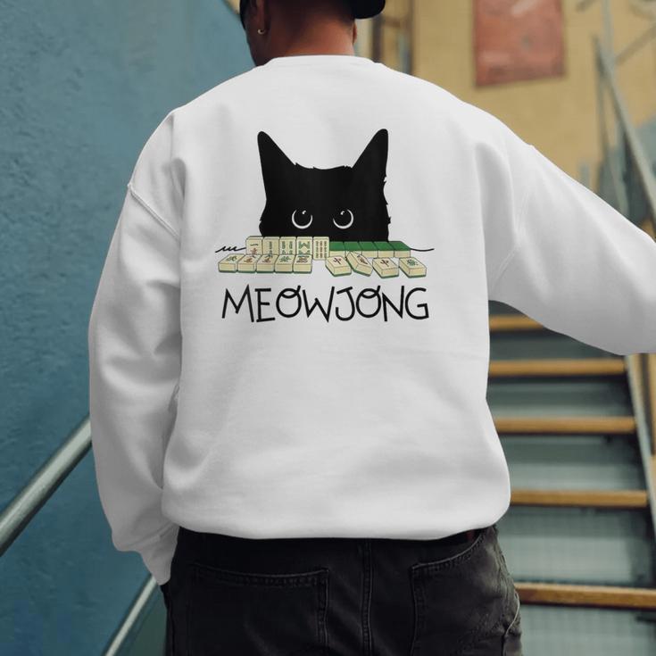 Women's Meowjong Cat Mahjong Chinese Game Cat Mom Dad Men's Sweatshirt Back Print