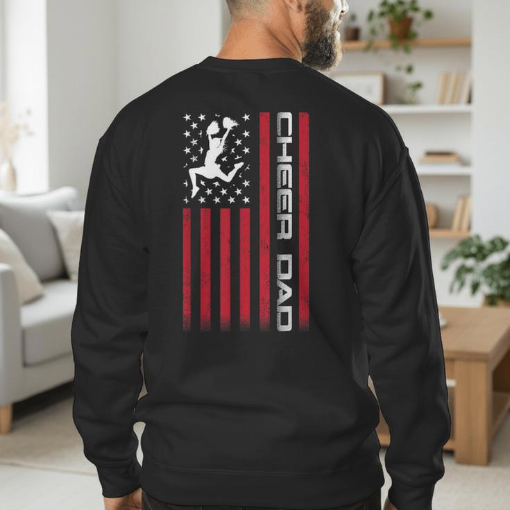 4th Of July US Flag Cheer Dad Shirt For Father's Cheer Men's Sweatshirt Back Print