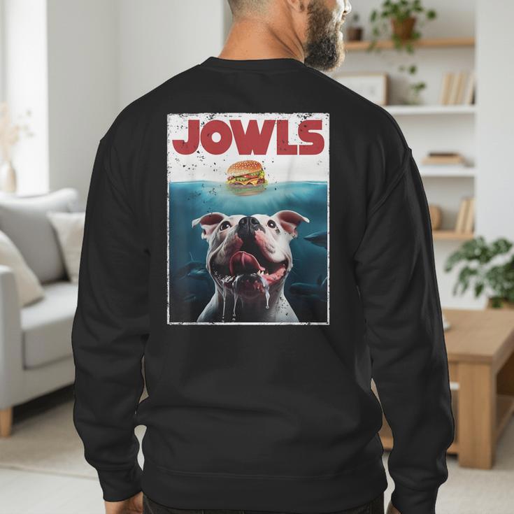 American Bulldog Jowls Burger Bully Dog Mom Dog Dad Men's Sweatshirt Back Print