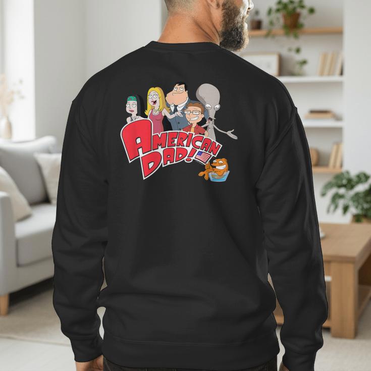 American Dad Show Logo With Family Cartoon Men's Sweatshirt Back Print