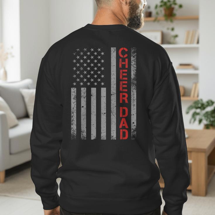 American Flag Cheer Dad Vintage Patriotic Father Cheerleader Men's Sweatshirt Back Print