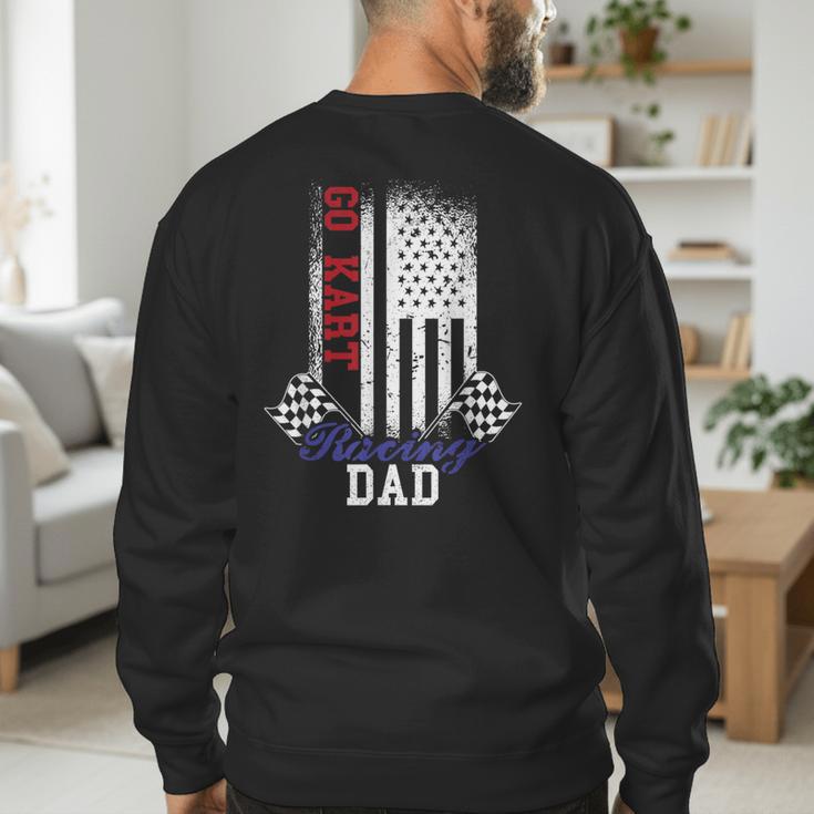 American Flag Go Kart Racing Race Dad Flag Men's Sweatshirt Back Print