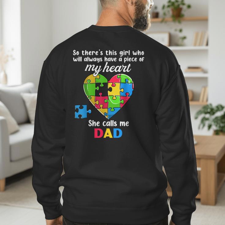 Autism Dad Of Autism Daughter Daddy Shirts Autistic Support Men's Sweatshirt Back Print