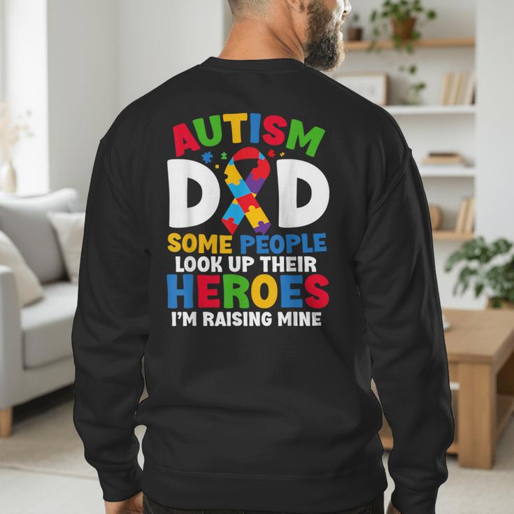 Autism Dad Puzzle Ribbon Proud Son Hero Autism Awareness Men's Sweatshirt Back Print