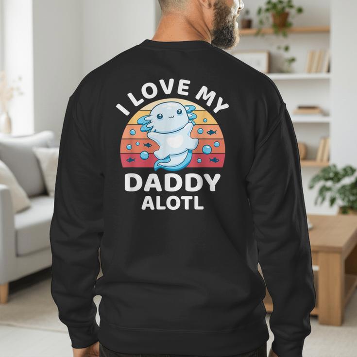 Axolotl Kids Teens Retro Sunset I Love My Daddy Men's Sweatshirt Back Print