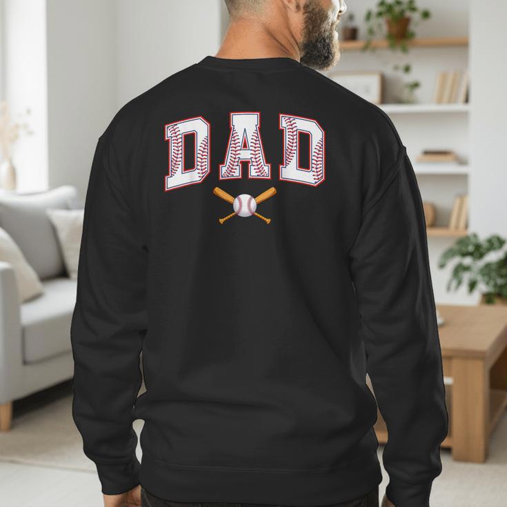 Baseball Dad Shirt Baseball Player Game Day Father's Day Men's Sweatshirt Back Print