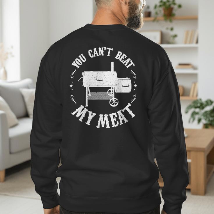 BBQ Pit Reverse Flow Smoker Accessory Dad Grill Men's Sweatshirt Back Print