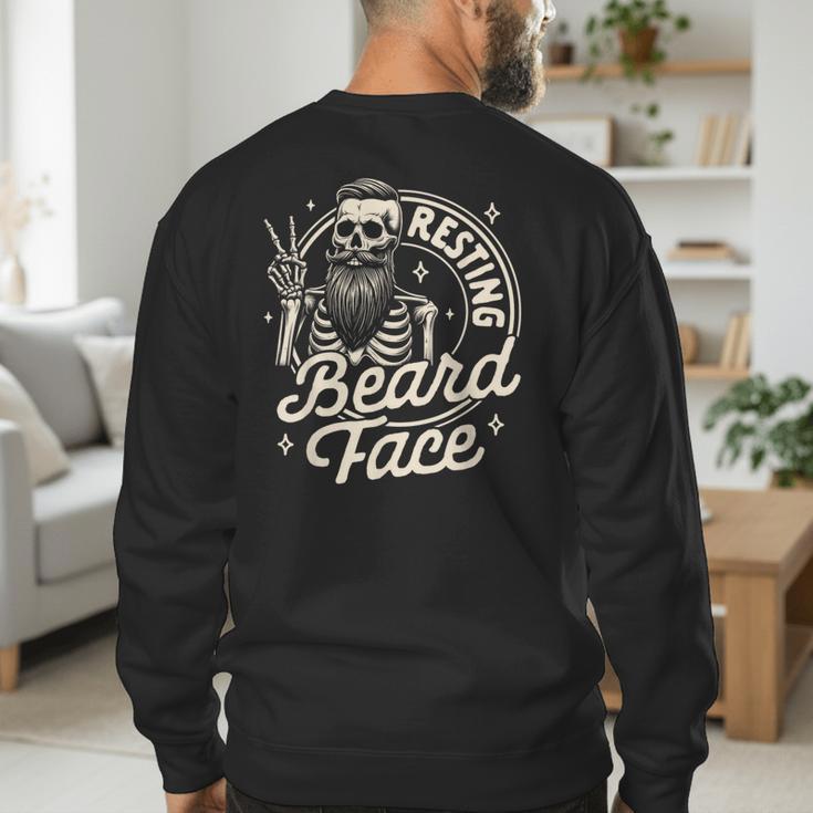Bearded Dad Daddy Papa Father’s Day Resting Beard Face Men's Sweatshirt Back Print