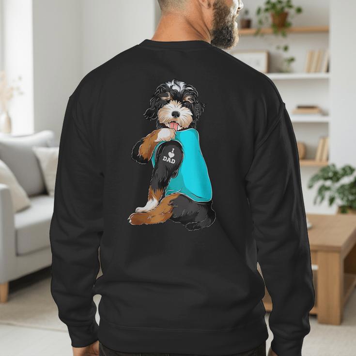 Bernedoodle I Love Dad Tattoo Apparel Dog Dad Dads Men's Sweatshirt Back Print