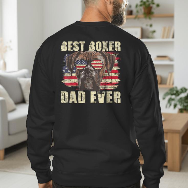 Best Boxer Dad Ever USA Flag American Dog Animal Lover Men's Sweatshirt Back Print