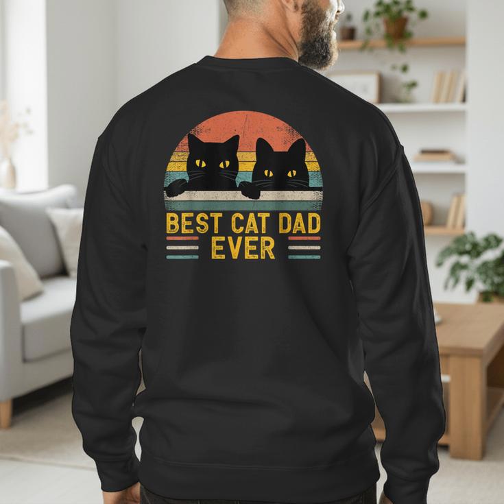 Best Cat Dad Ever Retro Style Cats Lover Men's Sweatshirt Back Print