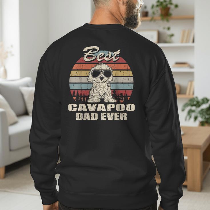 Best Cavapoo Dad Ever Vintage Retro Dog Dad Men's Sweatshirt Back Print
