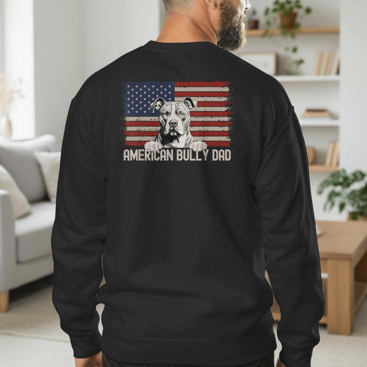 Best Dog Dad Ever American Flag American Bully Dad Men's Sweatshirt Back Print