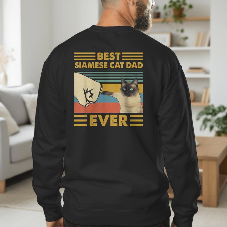 Best Siamese Cat Dad Ever Retro Vintage Sunset Men's Sweatshirt Back Print