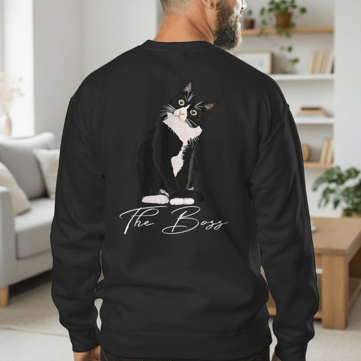 Boss Tuxedo Cat Lovers Tee Shirt For Mom Dad Men's Sweatshirt Back Print