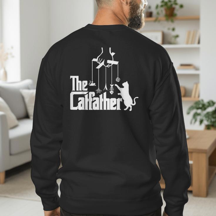 Cat Dad Life The Catfather Fathers Day Vintage Men's Sweatshirt Back Print