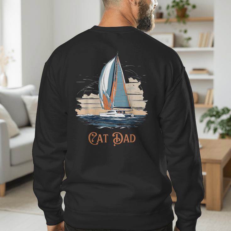 Cat Dad Vintage Catamaran Sailing Men's Sweatshirt Back Print