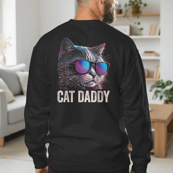 Cat Daddy Shirt Cat Sunglasses Cool Cat Dad Men Father Men's Sweatshirt Back Print