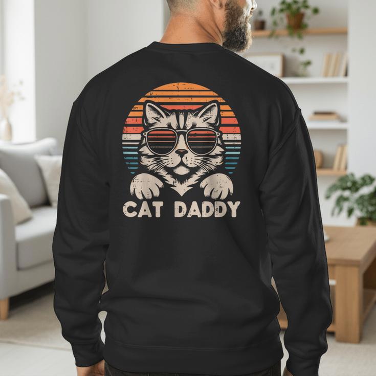 Cat Daddy Sunglasses Sunset Retro Fur Dad Papa Kitten Men Men's Sweatshirt Back Print