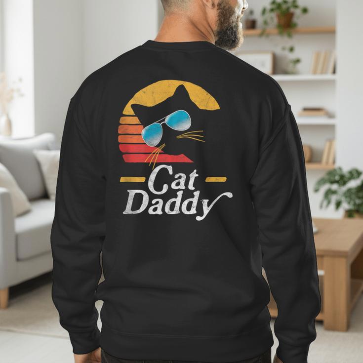 Cat Daddy Vintage 80s Style Cat Retro Sunglasses Distressed Men's Sweatshirt Back Print Cat Daddy Vintage 80s Style Cat Retro Sunglasses Distressed Men's Sweatshirt Back Print