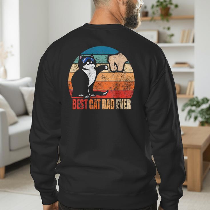 Cat Loving Daddy Fathers Day Mens None Best Cat Dad Ever Paw Fist Bump Fathers Day TeeShirt Small US Men's Sweatshirt Back Print
