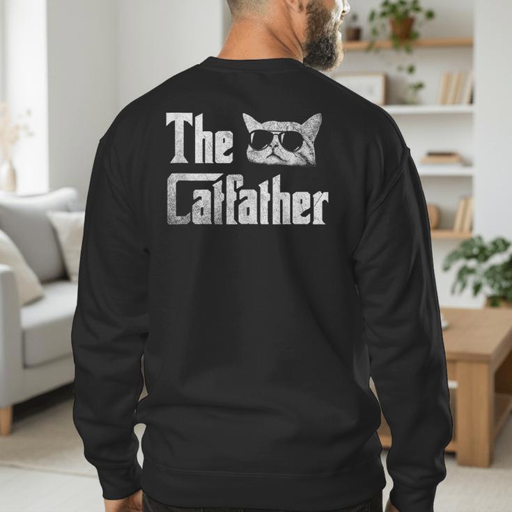 The Catfather Cool Cat Daddy Glasses Men's Sweatshirt Back Print