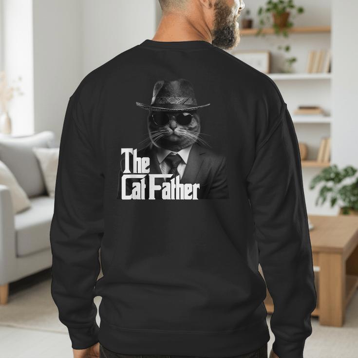 The Catfather Fathersday Best Birthday Cat Dad Men's Sweatshirt Back Print
