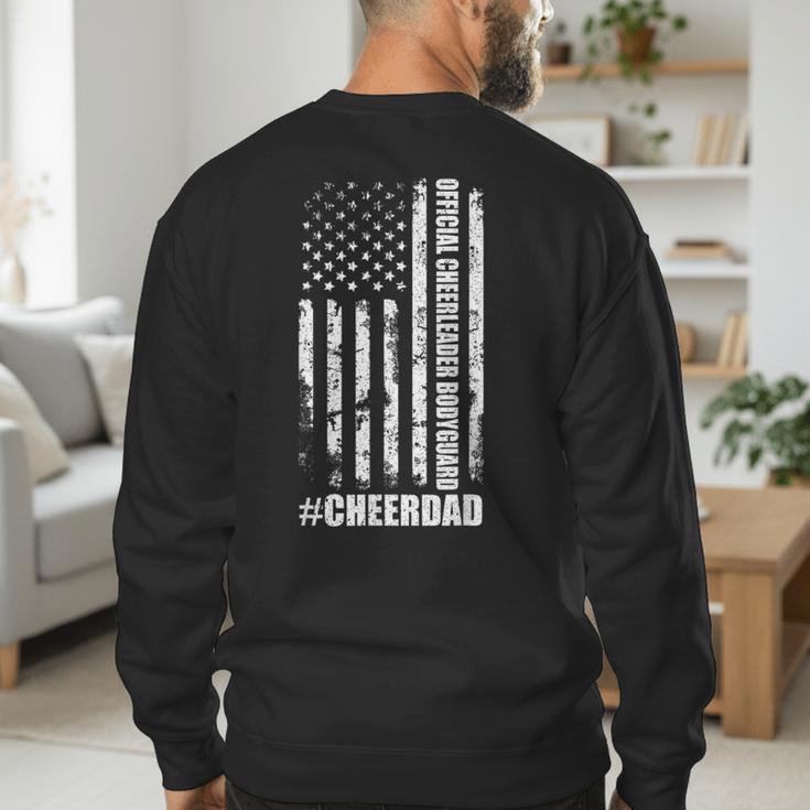 Cheer Dad Bodyguard Family Father Cheerleader Squad Men's Sweatshirt Back Print