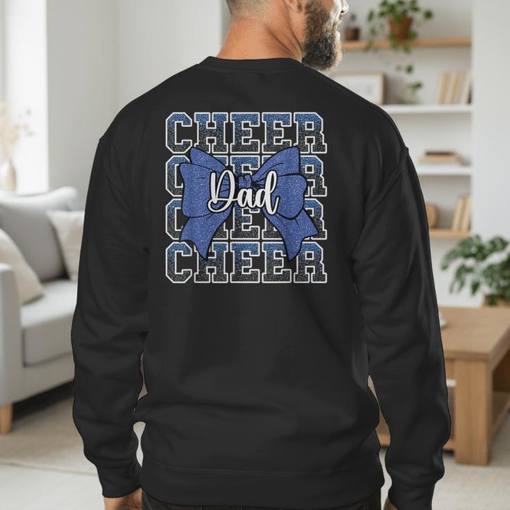 Cheer Dad Daddy Bow Sport Cheerleader Cheerleading Blue Men's Sweatshirt Back Print
