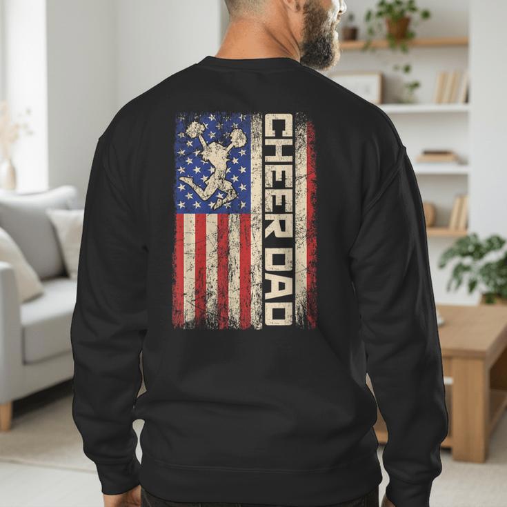 Cheerleader Dad Cheer Dad American US Flag Father Team Men's Sweatshirt Back Print