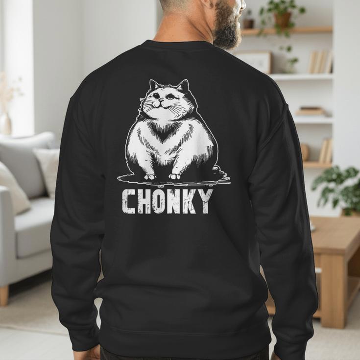 Chonk Fat And Hairy Cat Cats Kittens Dad Graphic Mom Funny Men's Sweatshirt Back Print Chonk Fat And Hairy Cat Cats Kittens Dad Graphic Mom Funny Men's Sweatshirt Back Print