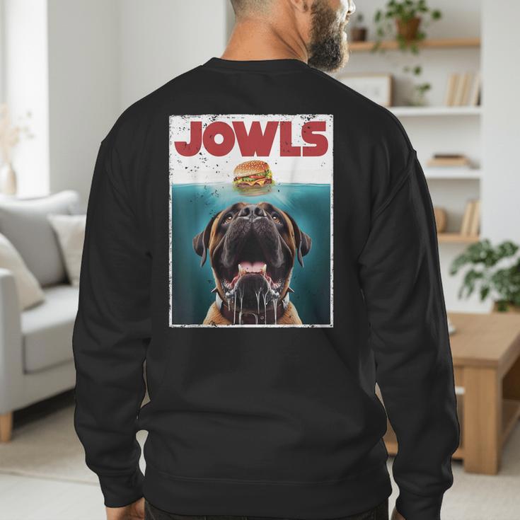 Cute English Mastiff Jowls Burger Bullmastiff Dog Mom Dad Men's Sweatshirt Back Print