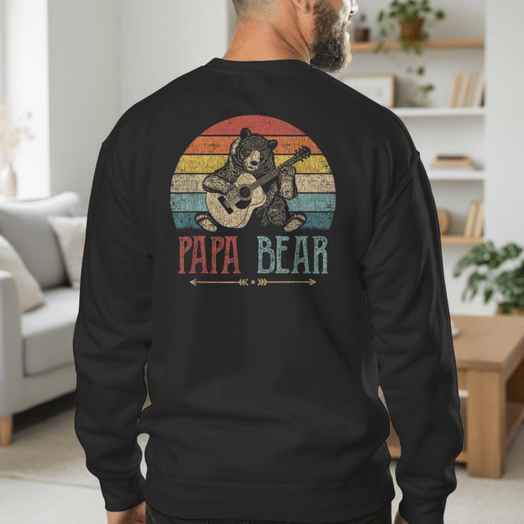 Cute Papa Bear Vintage Father's Day Retro Dad Guitar Men's Sweatshirt Back Print
