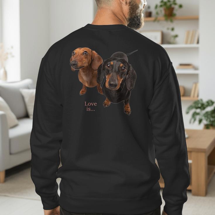 Dachshund Shirt Doxie Mom Dad Love Wiener Dog Puppy Cute Tee Men's Sweatshirt Back Print