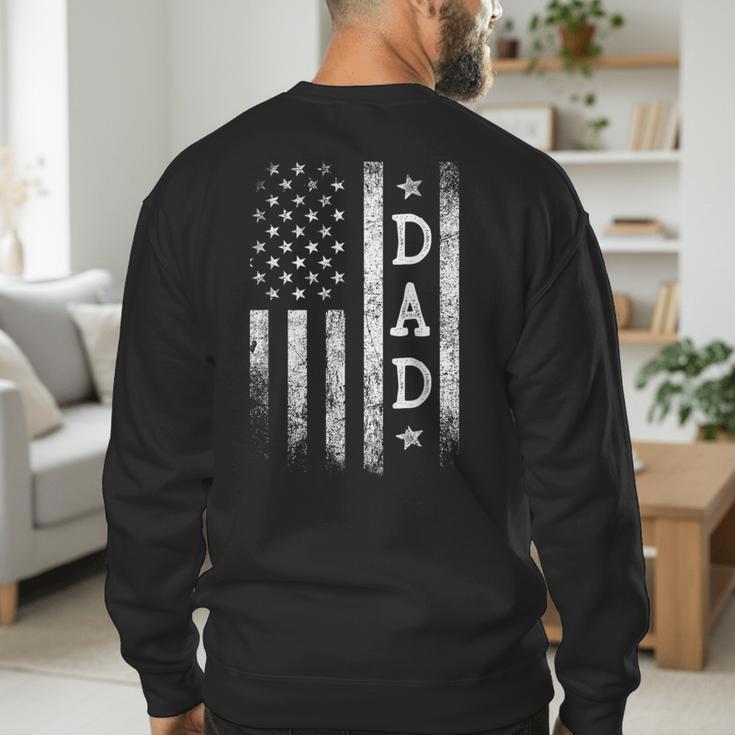 Dad American Flag Dad Patriotic Father's Day Men's Sweatshirt Back Print Dad American Flag Dad Patriotic Father's Day Men's Sweatshirt Back Print