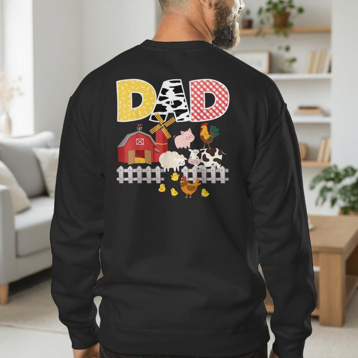 Dad Birthday Boy Farm Animal Farming Farmer Family B-Day Men's Sweatshirt Back Print