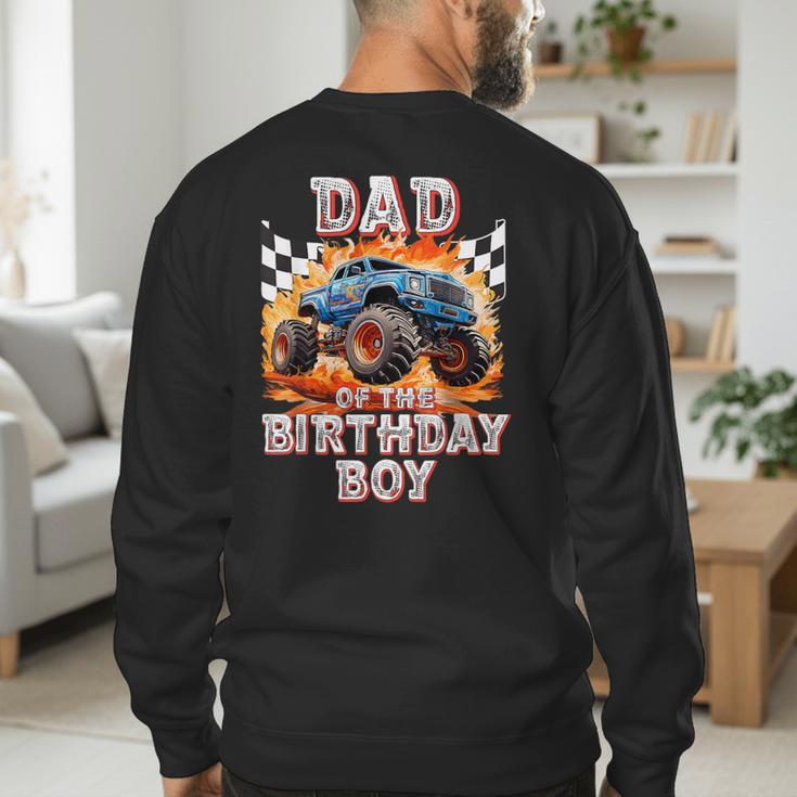 Dad Of The Birthday Boy Monster Truck Birthday Men's Sweatshirt Back Print
