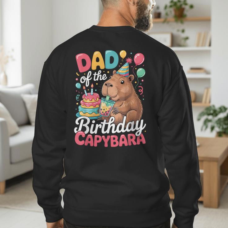 Dad Of The Birthday Capybara Boba Tea Girl Bday Party Family Men's Sweatshirt Back Print