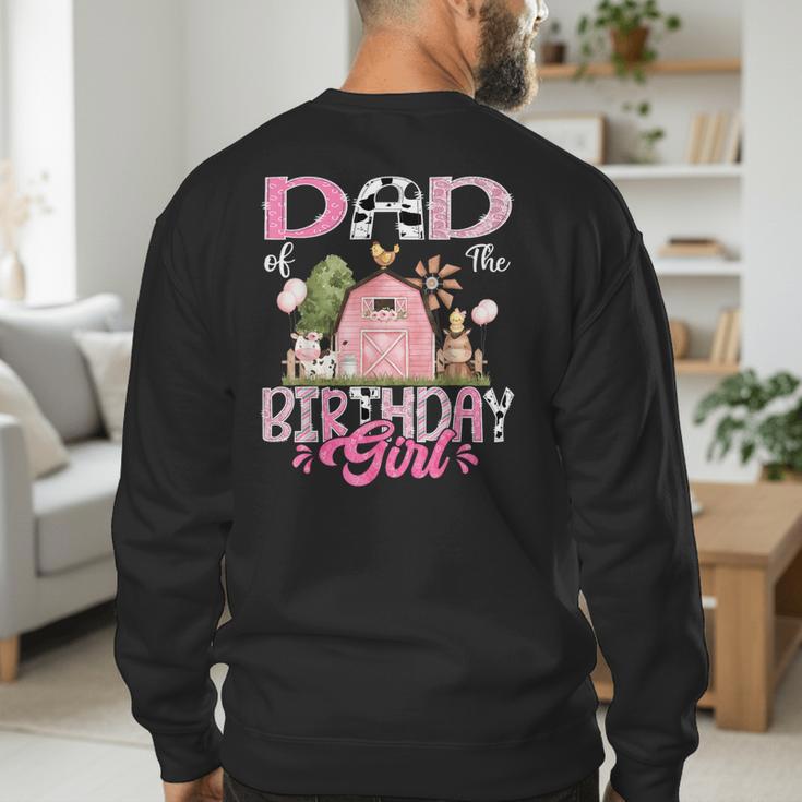 Dad Of The Birthday Girl 1St Birthday Pink Cow Farm Men's Sweatshirt Back Print