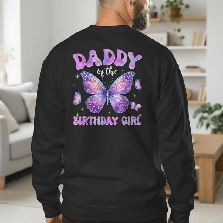 Dad Of The Birthday Girl Tie Dye Butterfly Birthday Family Men's Sweatshirt Back Print