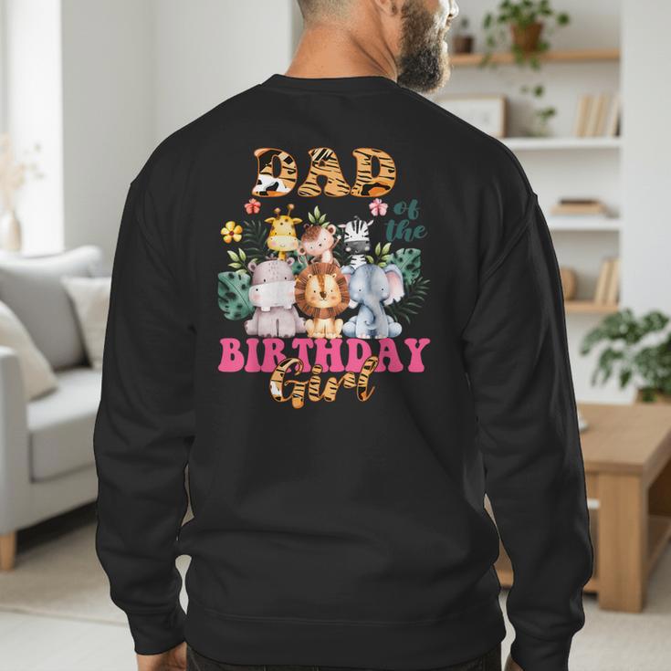 Dad Of The Birthday Girl Zoo Theme Animal Party Safari Cool Men's Sweatshirt Back Print