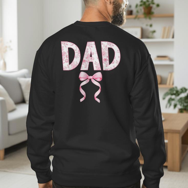 Dad Birthday Squad Matching Coquette Bow Family Party Men's Sweatshirt Back Print