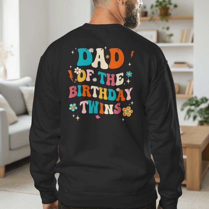 Dad Of The Birthday Twins Boys Girls Party Retro Bday Men's Sweatshirt Back Print