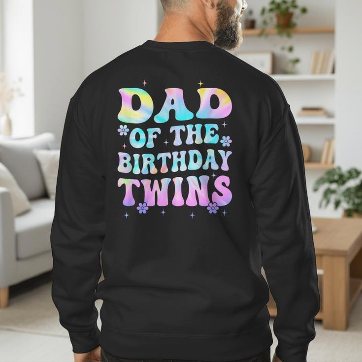 Dad Of The Birthday Twins Girls Kids Party Retro Bday Men's Sweatshirt Back Print