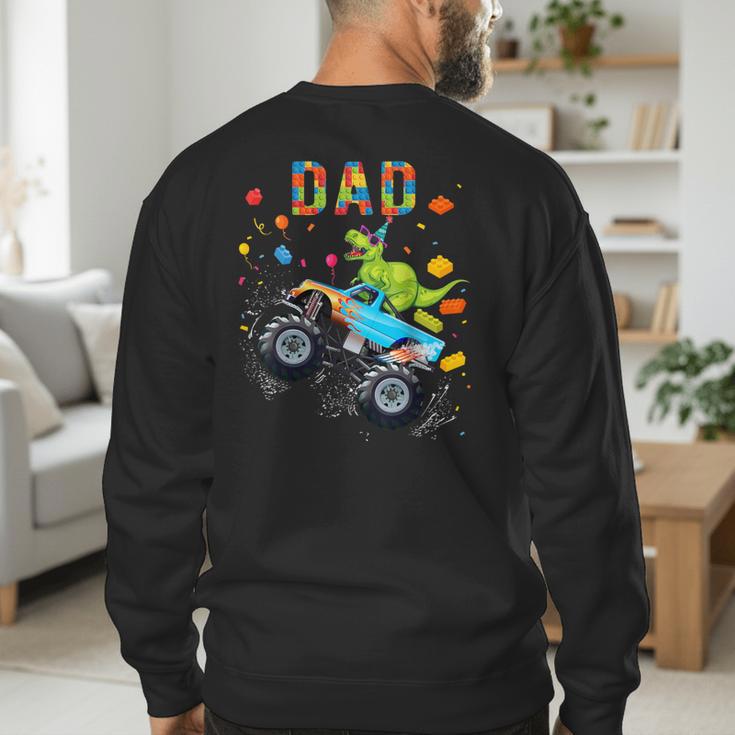 Dad Building Blocks Monster Truck Dinosaur Birthday Men's Sweatshirt Back Print Dad Building Blocks Monster Truck Dinosaur Birthday Men's Sweatshirt Back Print