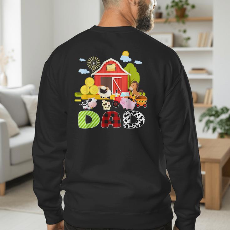 Dad Farm Animal Birthday Family Matching Party Men's Sweatshirt Back Print