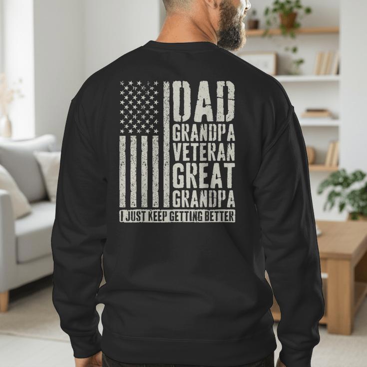 Dad Grandpa Veteran Great Grandpa Men's Sweatshirt Back Print